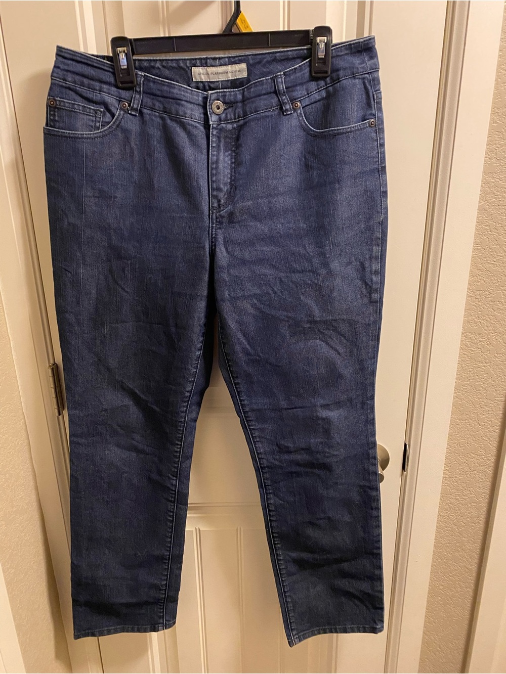 Chicos Platinum Denim Jeans Size 2 Short Dark Blue Stretch 12 Slim Leg Ultimate